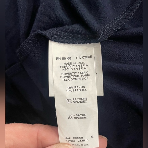 Karen Kane Navy Cascade faux Wrap 3/4 sleeve knee length V-neck Sz large Dress - Picture 10 of 10